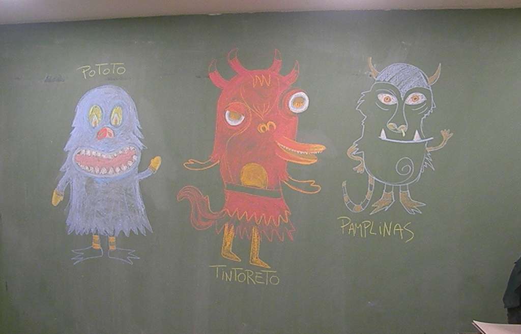 Los chicos de 1° B dibujaron los monstruos de “Pototo 3 veces monstruo”