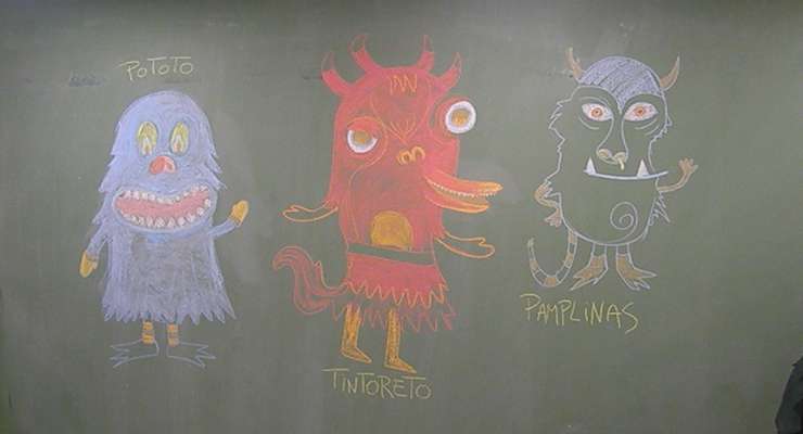 Los chicos de 1° B dibujaron los monstruos de “Pototo 3 veces monstruo”
