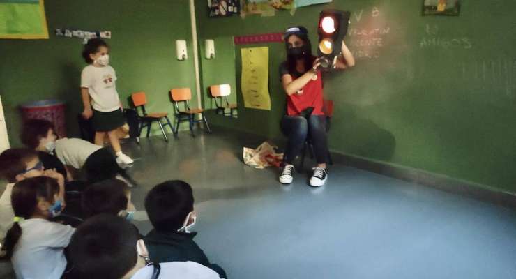 Kinder 4 trabaja en el proyecto: “Medios de transportes y seguridad Vial”